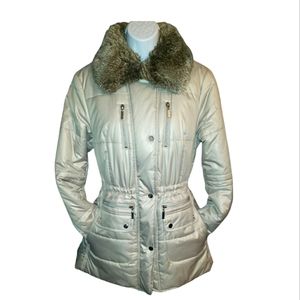 Women's Faux Fur Collar Champagne Jacket • Size Small